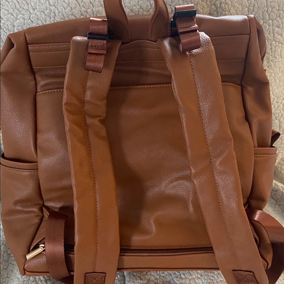 Chic Brown Faux Leather Diaper Bag - Picture 3 of 10